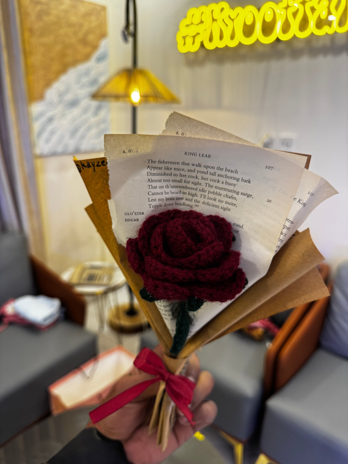 Red Rose Crochet Bouquet