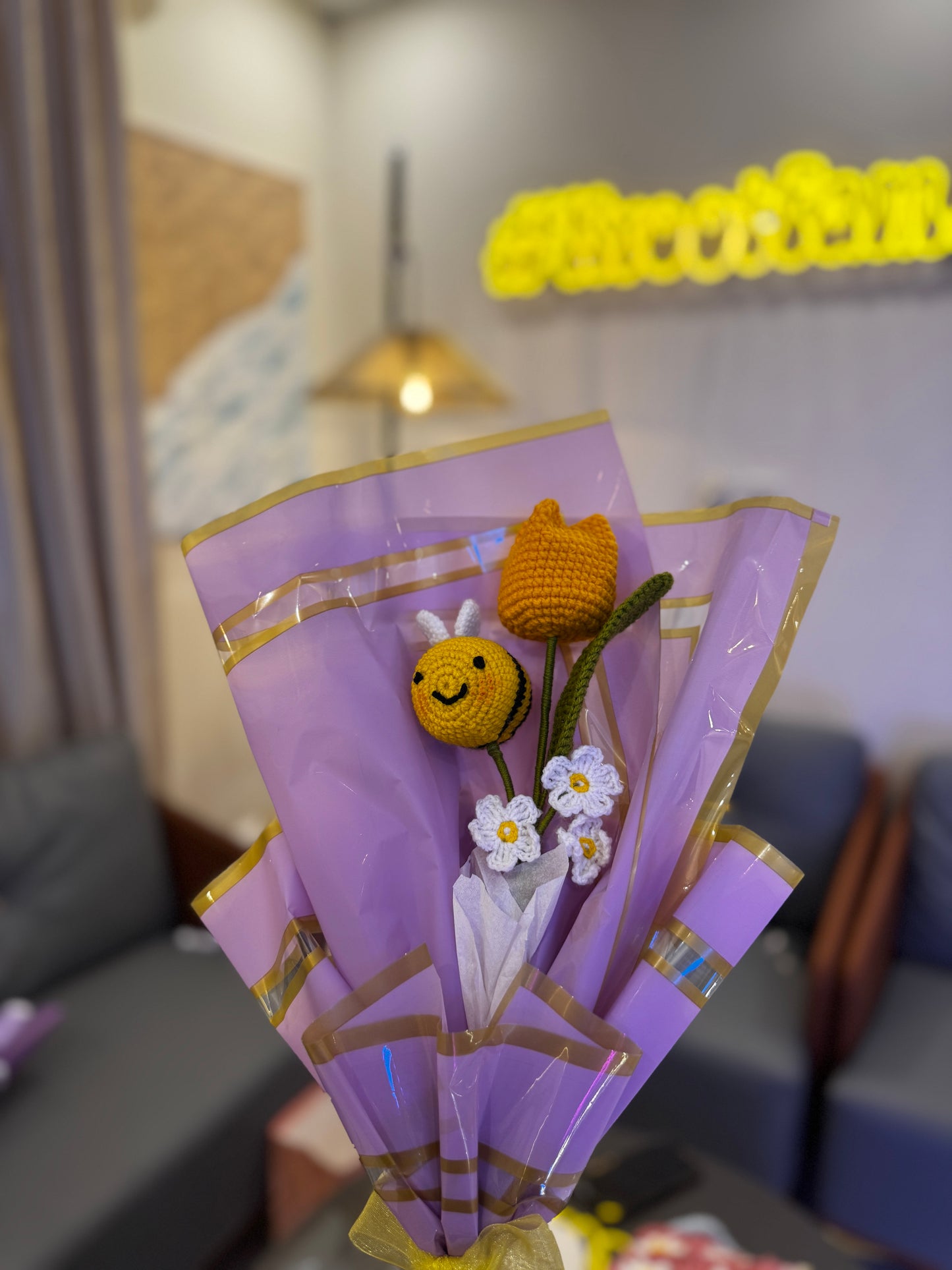 Crochet Tulip & Bee Bouquet