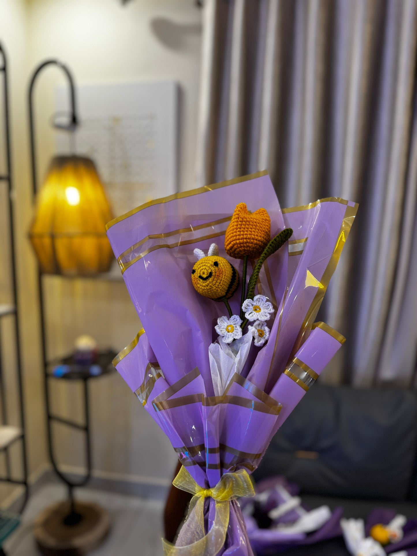 Crochet Tulip & Bee Bouquet