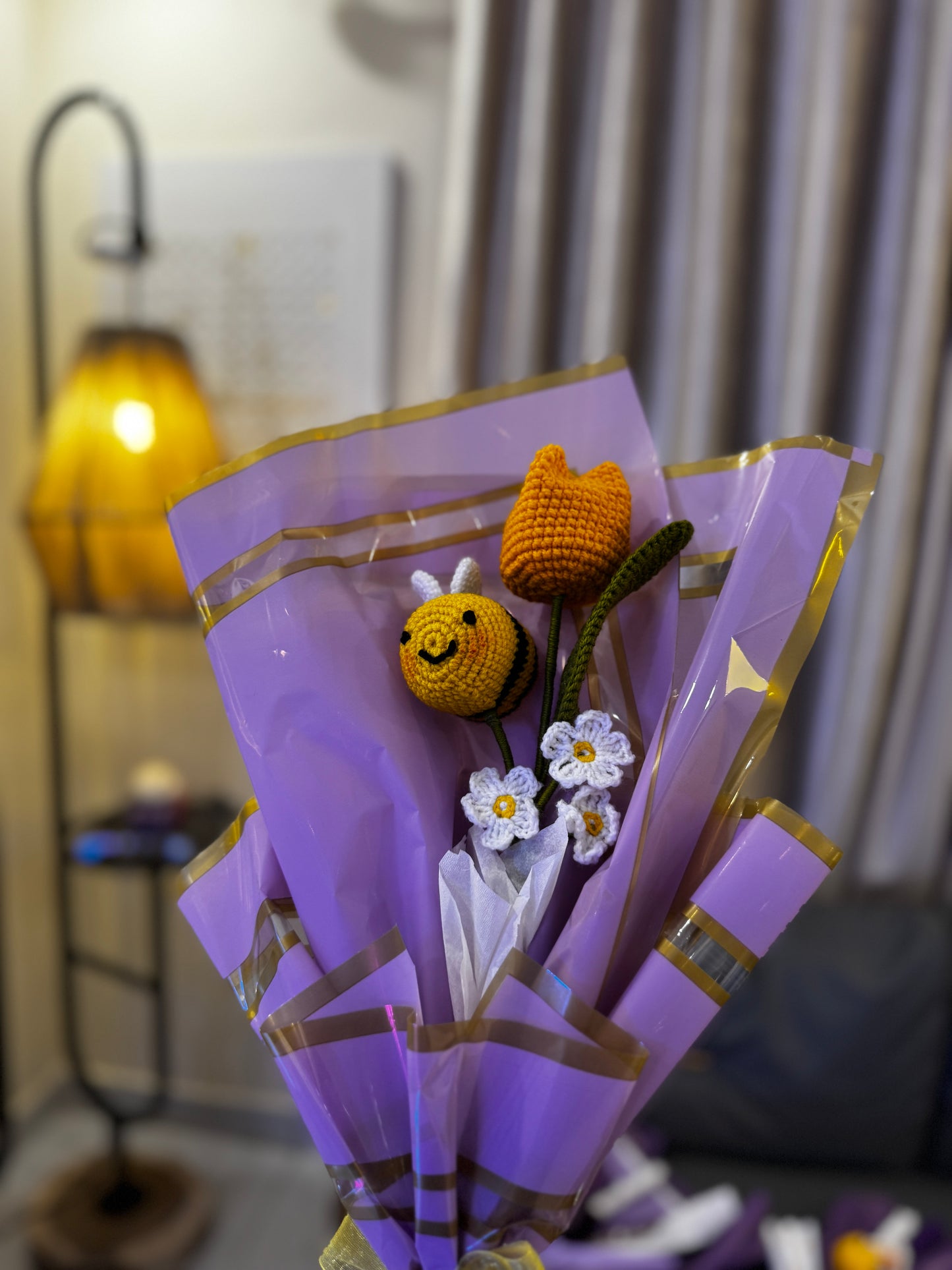 Crochet Tulip & Bee Bouquet