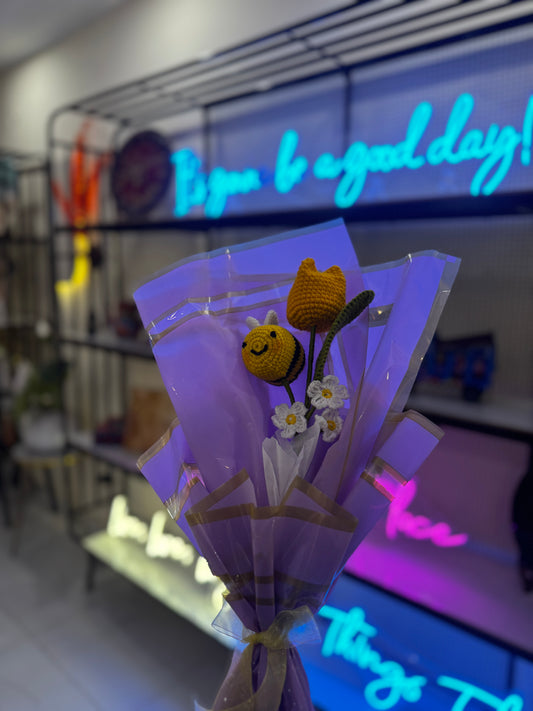 Crochet Tulip & Bee Bouquet