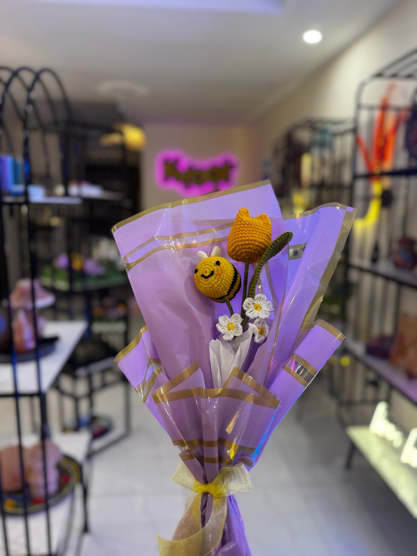 Crochet Tulip & Bee Bouquet