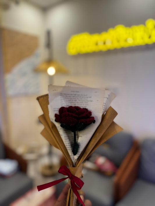 Red Rose Crochet Bouquet