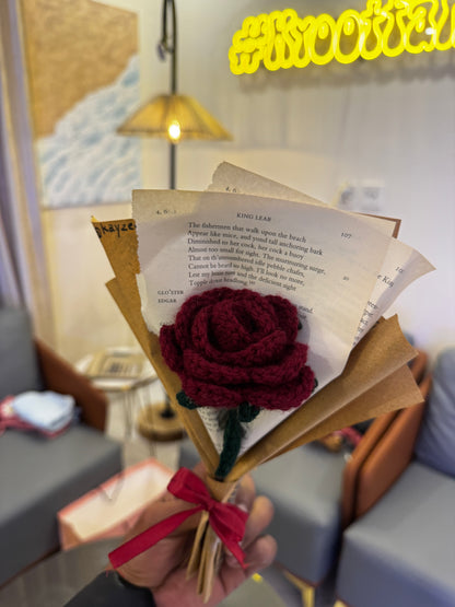 Red Rose Crochet Bouquet