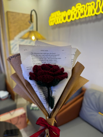 Red Rose Crochet Bouquet