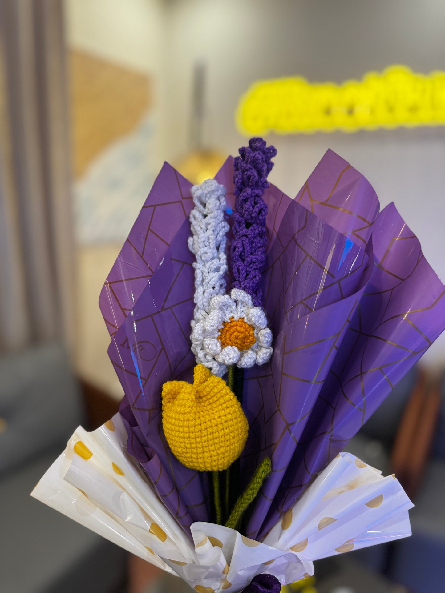 Lavender & Tulip Crochet Bouquet