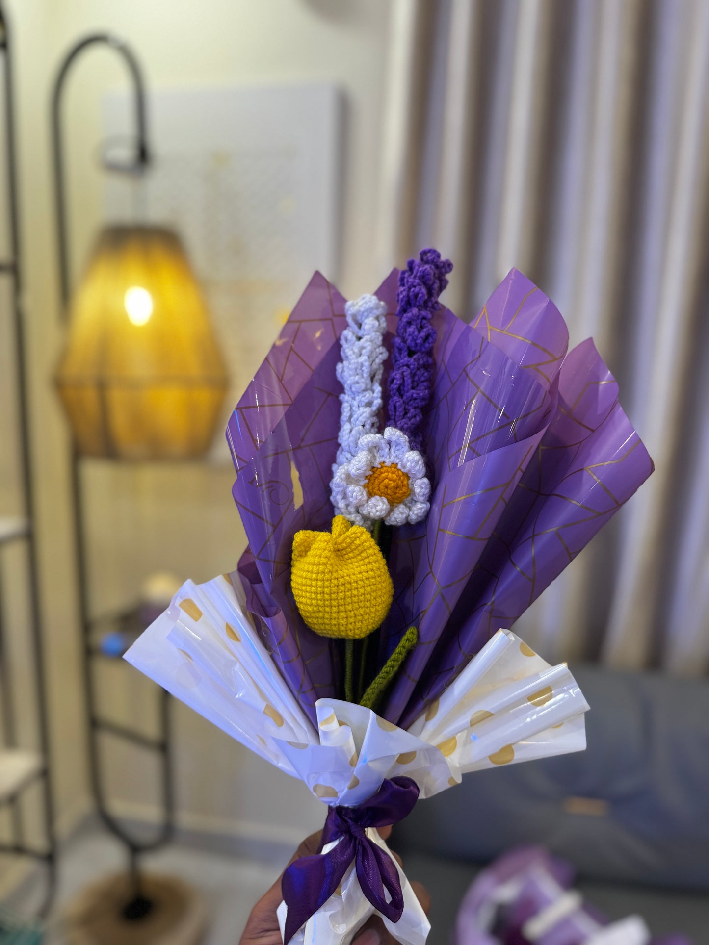 Lavender & Tulip Crochet Bouquet