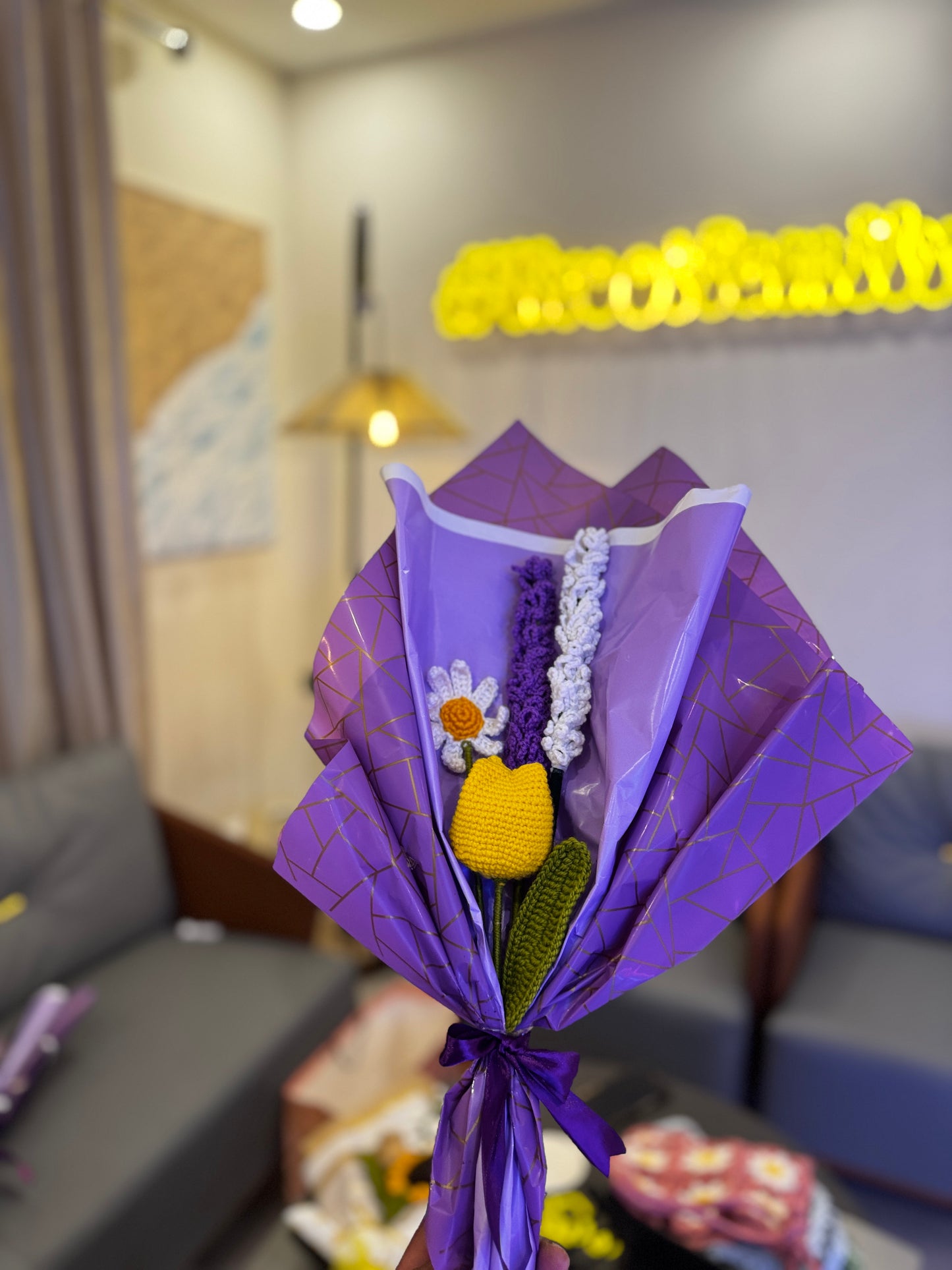 Lavender & Tulip Crochet Bouquet