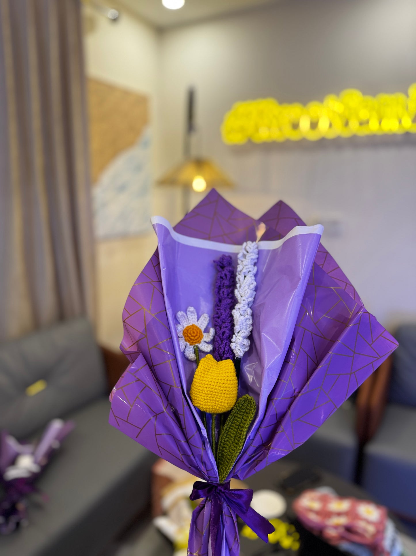 Lavender & Tulip Crochet Bouquet