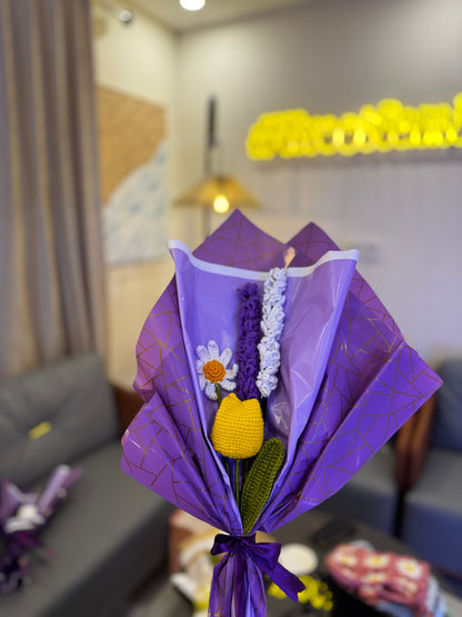 Lavender & Tulip Crochet Bouquet