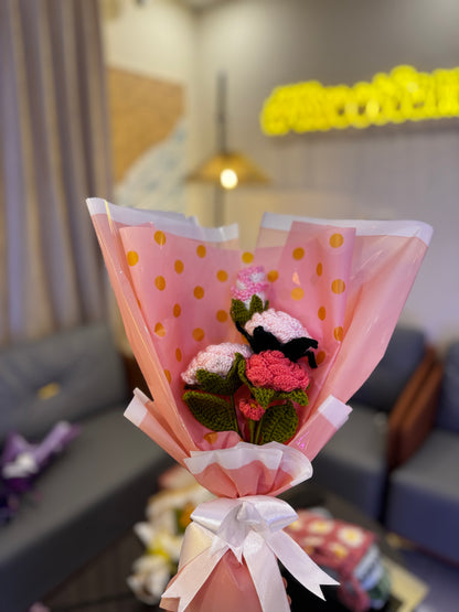 Forever Roses – Crochet Pink Rose Bouquet