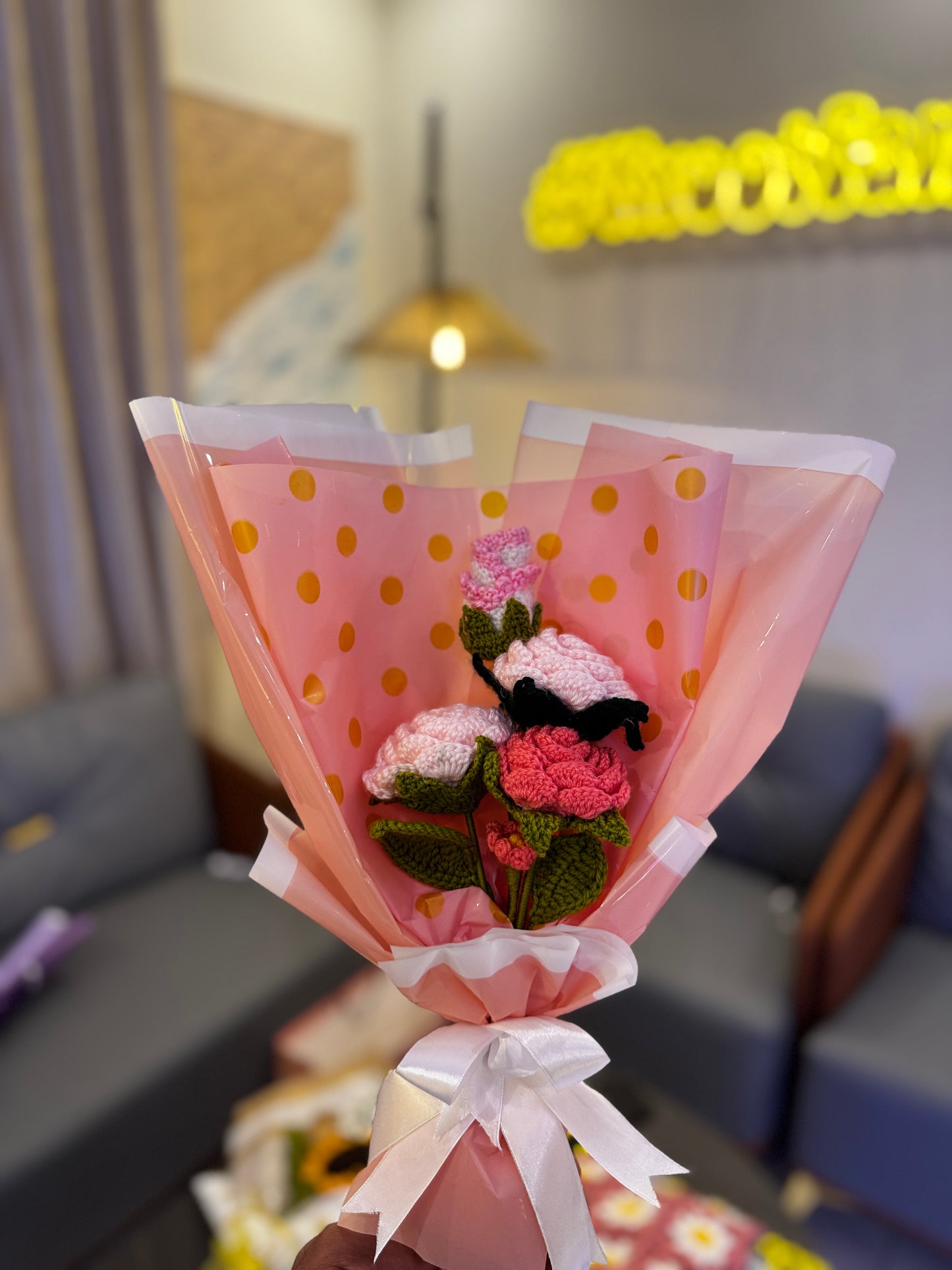 Forever Roses – Crochet Pink Rose Bouquet